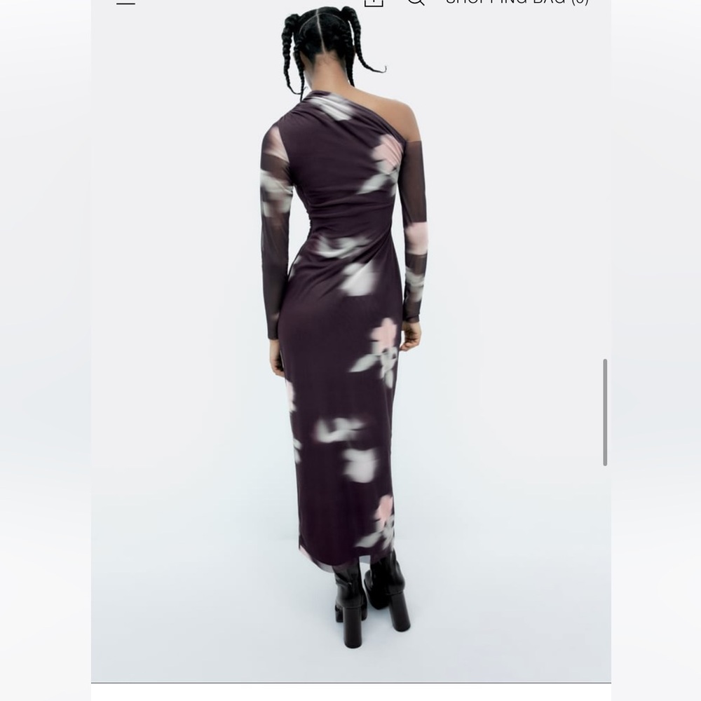 Zara XXL Midi Asymmetrical Dress Lilac Color - Picture 5 of 10